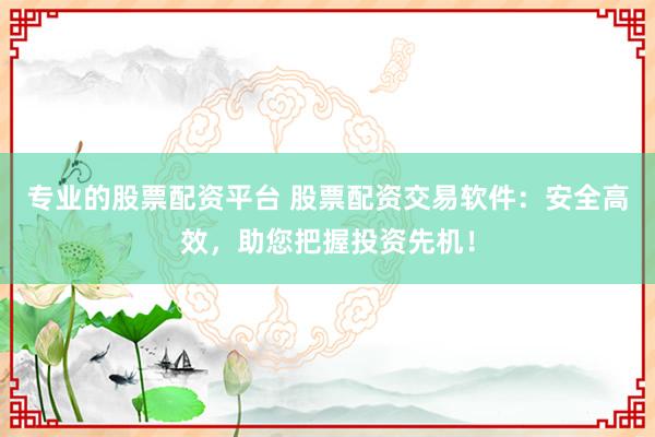 专业的股票配资平台 股票配资交易软件：安全高效，助您把握投资先机！