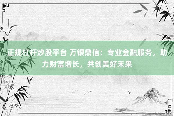 正规杠杆炒股平台 万银鼎信：专业金融服务，助力财富增长，共创美好未来