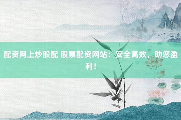 配资网上炒股配 股票配资网站：安全高效，助您盈利！