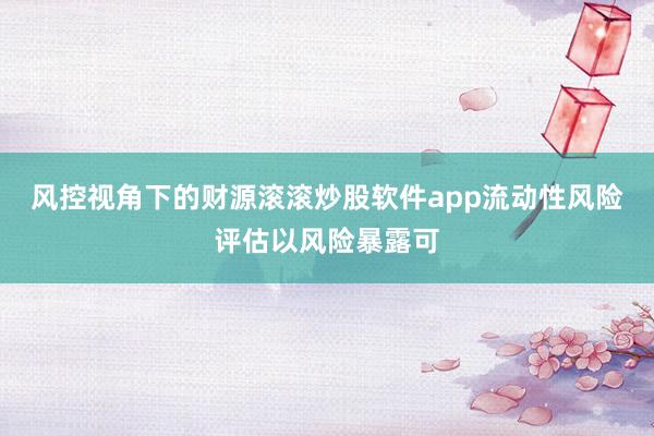 风控视角下的财源滚滚炒股软件app流动性风险评估以风险暴露可