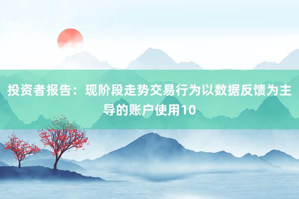 投资者报告：现阶段走势交易行为以数据反馈为主导的账户使用10