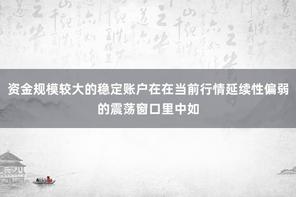 资金规模较大的稳定账户在在当前行情延续性偏弱的震荡窗口里中如