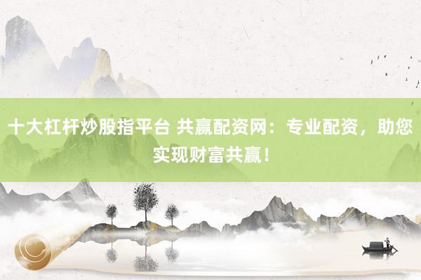 十大杠杆炒股指平台 共赢配资网:专业配资,助您实现财富共赢!