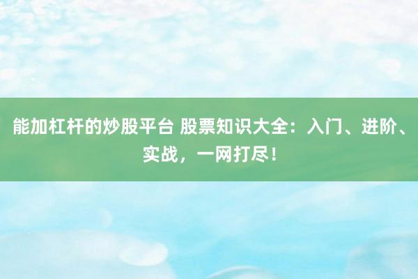 能加杠杆的炒股平台 股票知识大全：入门、进阶、实战，一网打尽！