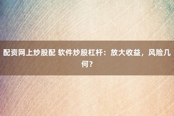 配资网上炒股配 软件炒股杠杆：放大收益，风险几何？